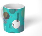 Mok - Koffiemok - Design - Turquoise - Cirkel - Jaren 80 - Mokken - 350 ML - Beker - Koffiemokken - Theemok