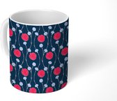 Mok - Koffiemok - Patroon - Bloem - Wit - Mokken - 350 ML - Beker - Koffiemokken - Theemok
