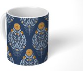 Mok - Koffiemok - Dahlia - Patronen - Art Nouveau - Mokken - 350 ML - Beker - Koffiemokken - Theemok