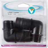 L-stuk met schroefdraad 32 mm 1 inch zwart 2 stuks