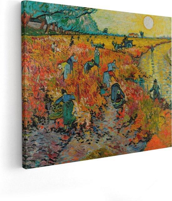 Artaza Canvas Schilderij De Rode Wijngaard - Vincent van Gogh - 50x40 - Poster Foto op Canvas - Canvas Print