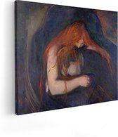 Artaza Canvas Schilderij Liefde en Pijn - Edvard Munch - 100x80 - Groot - Kunst - Wanddecoratie Woonkamer