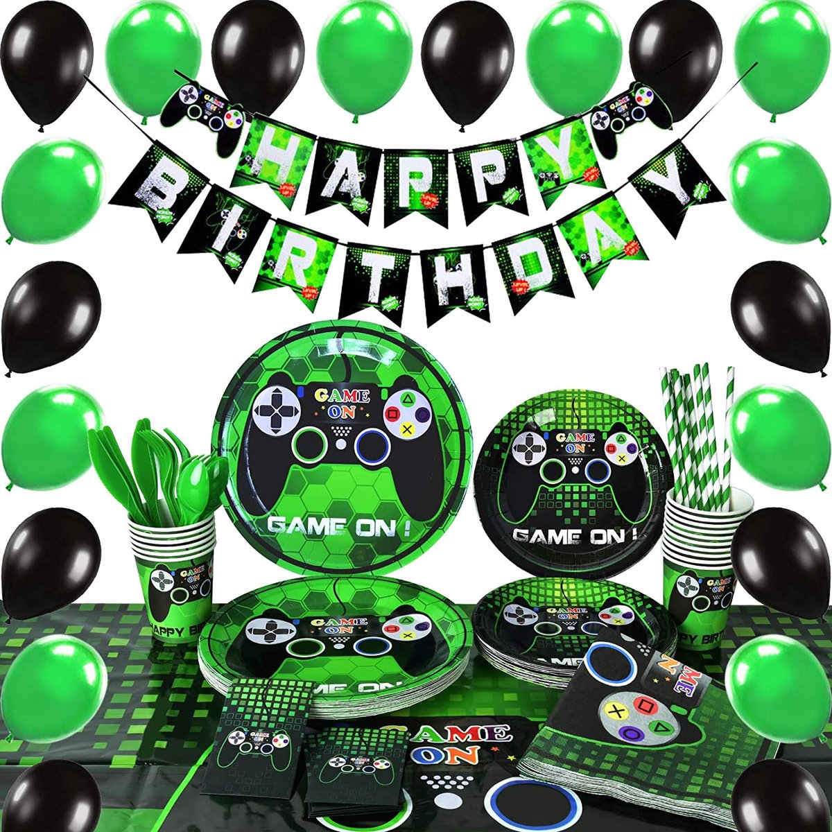 Joya® Gaming Verjaardag Feestset | Video Game Decoratie Versiering | Jongens & Meisjes Kinderfeestje Verjaardag | Kinderverjaardag | 137 STUKS - Joya Beauty