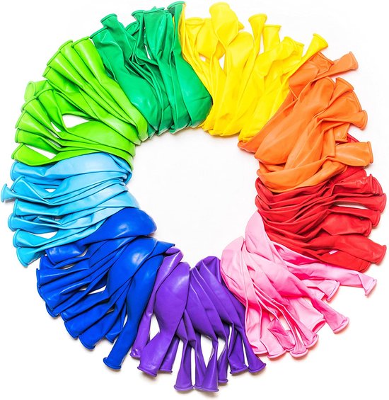 Joya® Gekleurde Ballonnen Feestversiering Latex Ballon 100st Verjaardag | Regenboog Ballonnenset