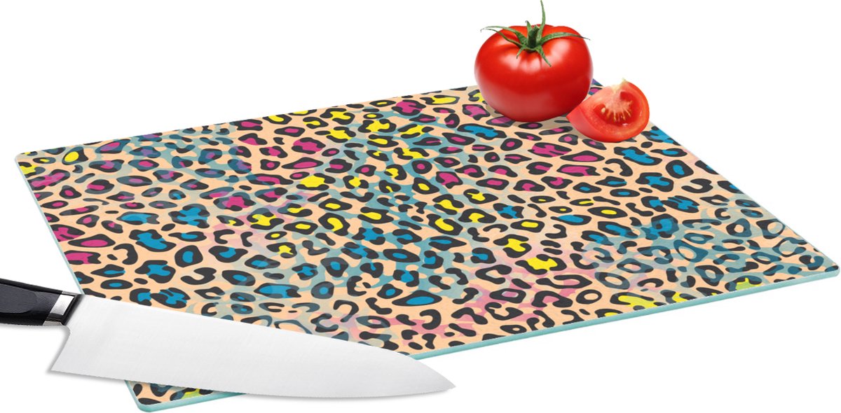 Glazen Snijplank - 39x28 - Panterprint - Patronen - Kleuren - Snijplanken Glas