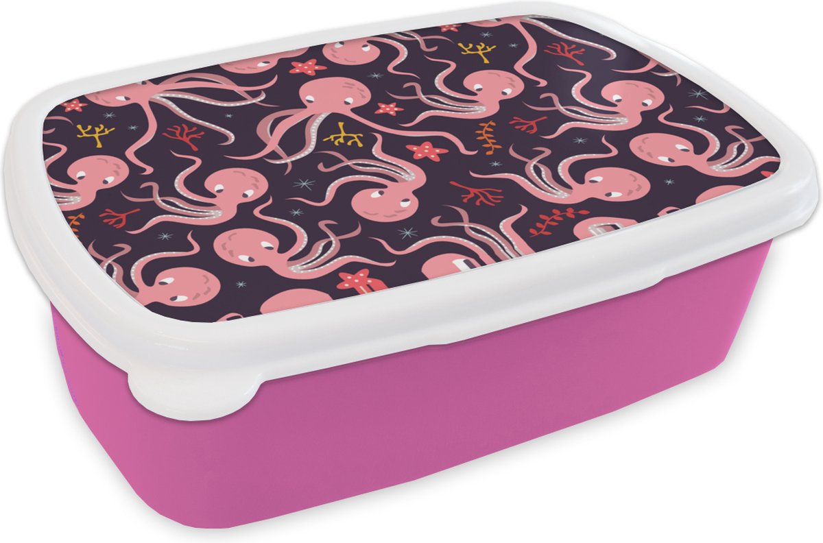 Broodtrommel Roze - Lunchbox - Brooddoos - Octopus - Baby - Design - 18x12x6 cm - Kinderen - Meisje