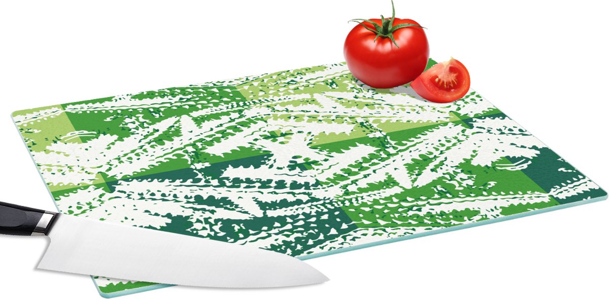 Glazen Snijplank - 39x28 - Cactus - Planten - Patroon - Snijplanken Glas