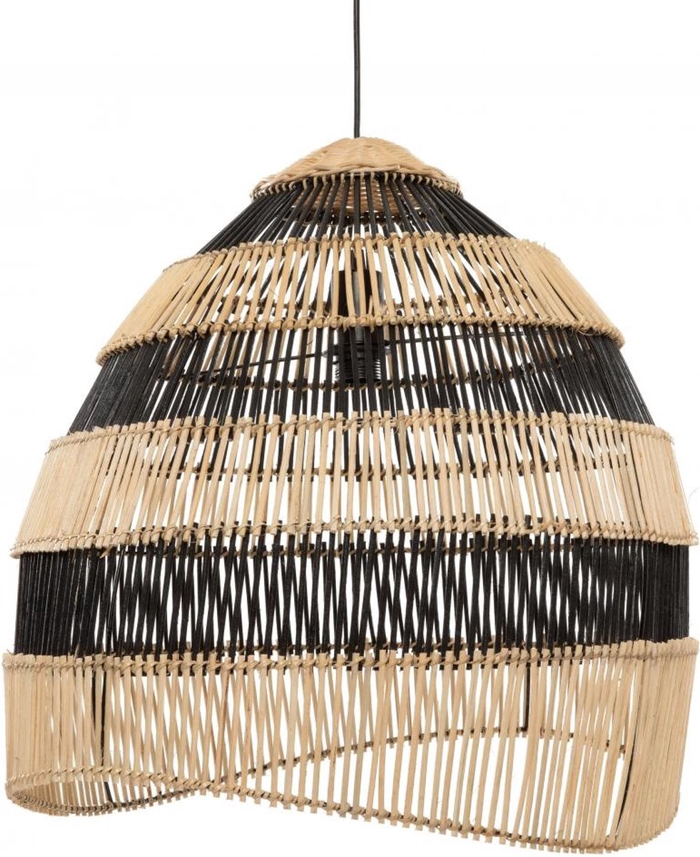 Bazar Bizar Striped hanglamp | Naturel & zwart | Large 55 x 55 x 55 cm | Bohemian rotan hanglamp