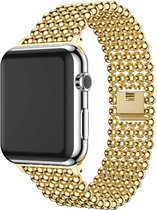 Stalen Smartwatch bandje - Geschikt voor Apple Watch stalen kralen band - goud - Strap-it Horlogeband / Polsband / Armband - Maat: 42 - 44 - 45 - 49mm