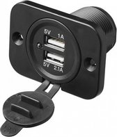 dubbele USB-inbouwdoos met frame 12/24 Volt 29 mm