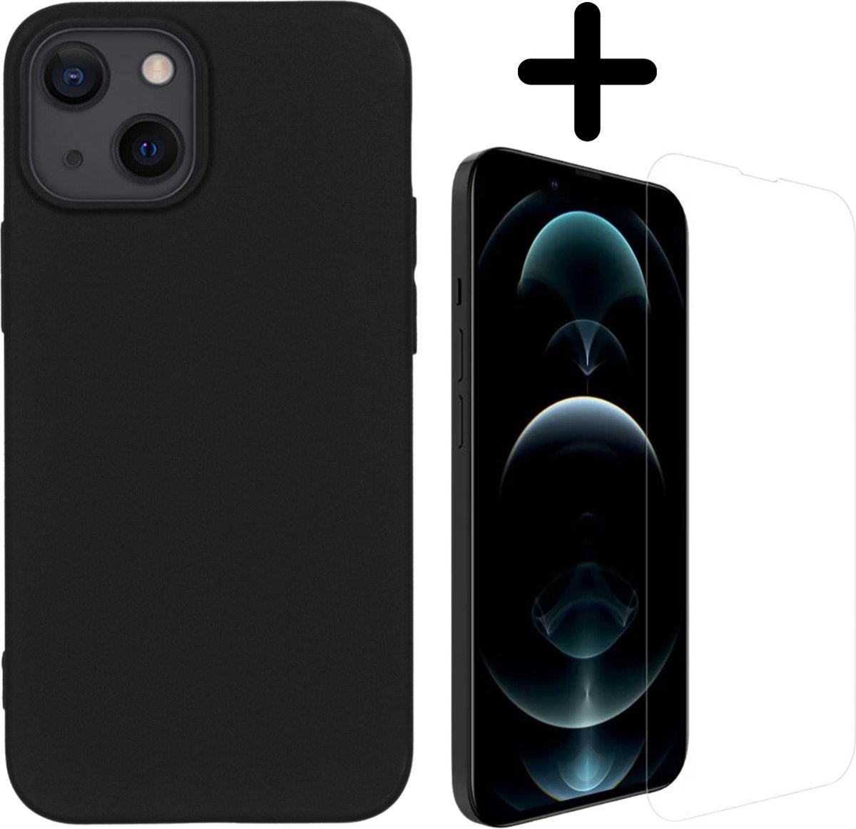 Fooniq Silicone Hoesje Zwart + Screenprotector - Geschikt Voor Apple iPhone 13