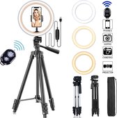 LED Ringlamp Met Statief, Telefoonhouder - TikTok lamp - Ringlamp telefoon - Flitser - USB - TikTok - YouTube - Ring lamp - Make-up - Make-up licht - Studiolamp