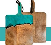 green-goose® Houten Presenteerplank XL | Mangohout en Keramiek | Zeer Speciaal! | Snijplank | Hapjesplank | Duurzaam | Trendy | 40 x 30 cm