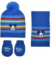 babyset Mickey junior acryl blauw 3-delig one-size