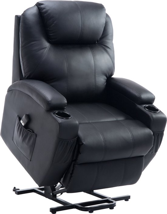 HOMCOM Fauteuil de massage pour fauteuil TV avec aide au vertical en similicuir noir 700-020V01