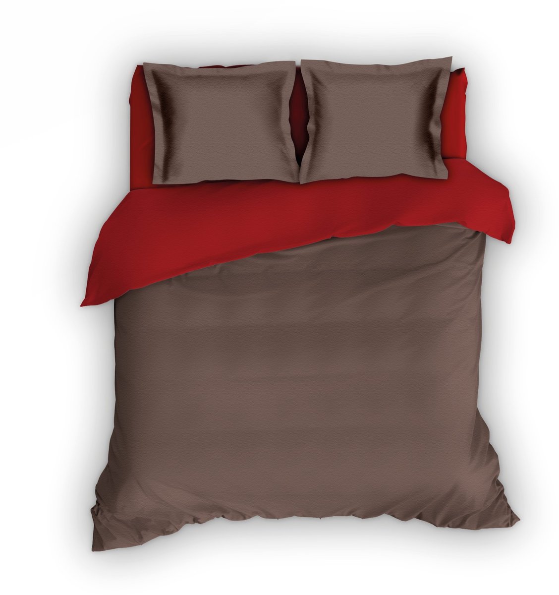 Romanette Comtesse flanel dekbedovertrek Bruin/ Rood 1-persoons (140x200/220 cm + 1 sloop)