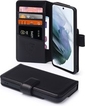 Samsung Galaxy S21 FE Hoesje - Luxe MobyDefend Wallet Bookcase - Zwart - GSM Hoesje - Telefoonhoesje Geschikt Voor Samsung Galaxy S21 FE