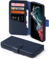 Samsung Galaxy S22 Ultra Hoesje - Luxe MobyDefend Wallet Bookcase - Blauw - GSM Hoesje - Telefoonhoesje Geschikt Voor Samsung Galaxy S22 Ultra