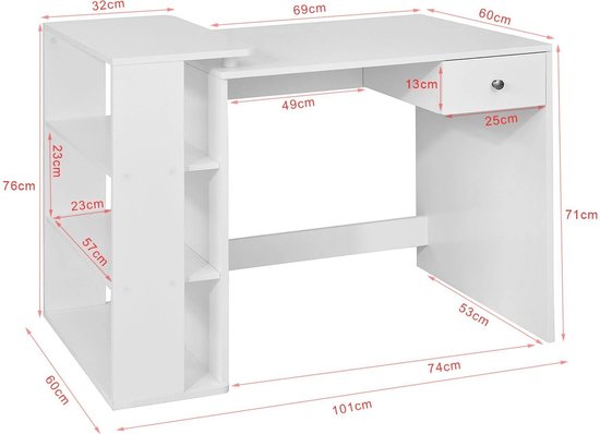 Bureau computertafel Stoer - 3 opbergplanken - industrieel modern - metaal hout - zwart