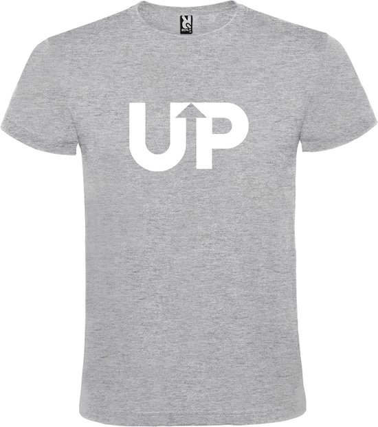 Grijs T-shirt ‘UP’ Wit Maat 4XL
