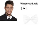 2x Vlinderstrik wit - strik festival gala huwelijk thema feest verkleedstrik verkleed accesoires