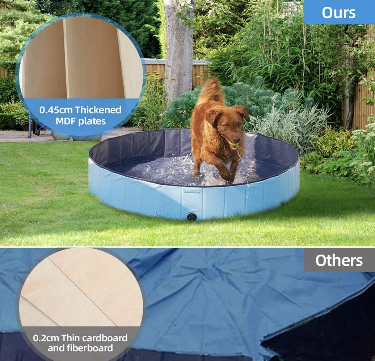 Piscine pour chiens Piscine pour animaux Cadeau Colle PVC+MDF Bain Pliable  80*20CM