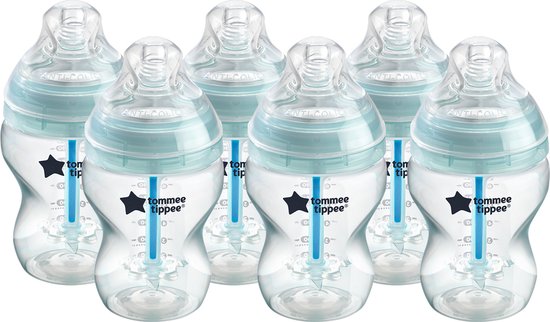 Babyflesje - Tommee Tippee babyflessen - Advanced Anti-koelik - langzaam stromende borstachtige speen - 260 ml - pak van 6