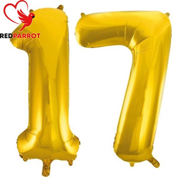 17 jaar | XXL Ballon 81 CM | verjaardag | verjaardagskado | Goud | Cijfer | Getal | Balon