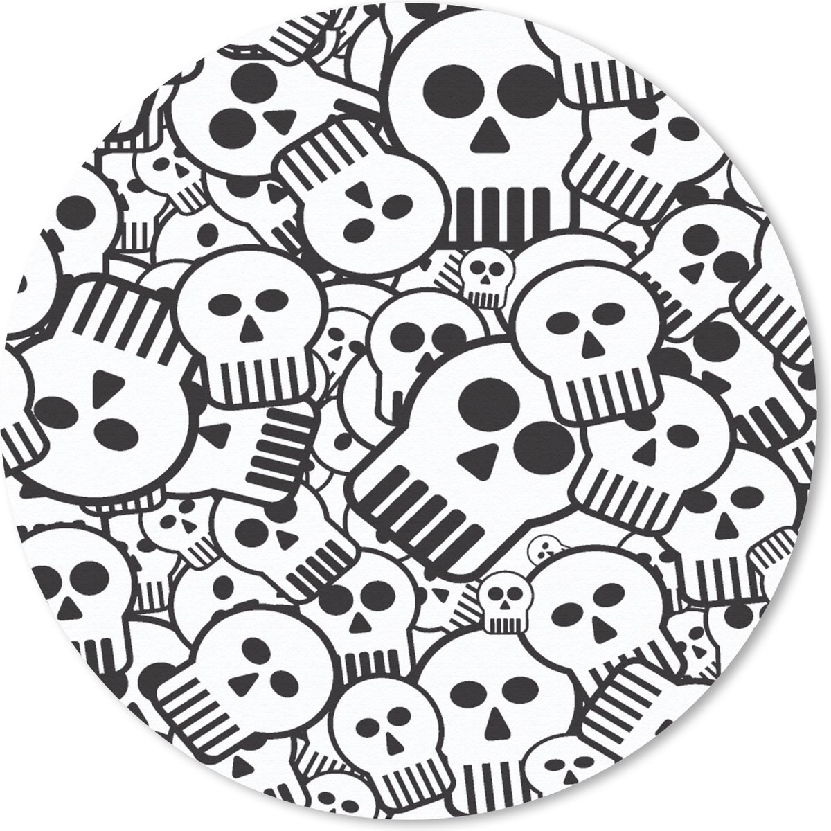 Muismat rond 40x40 cm - Mousepad Schedel - Patronen - Punk - Cartoon - Ronde muismatten