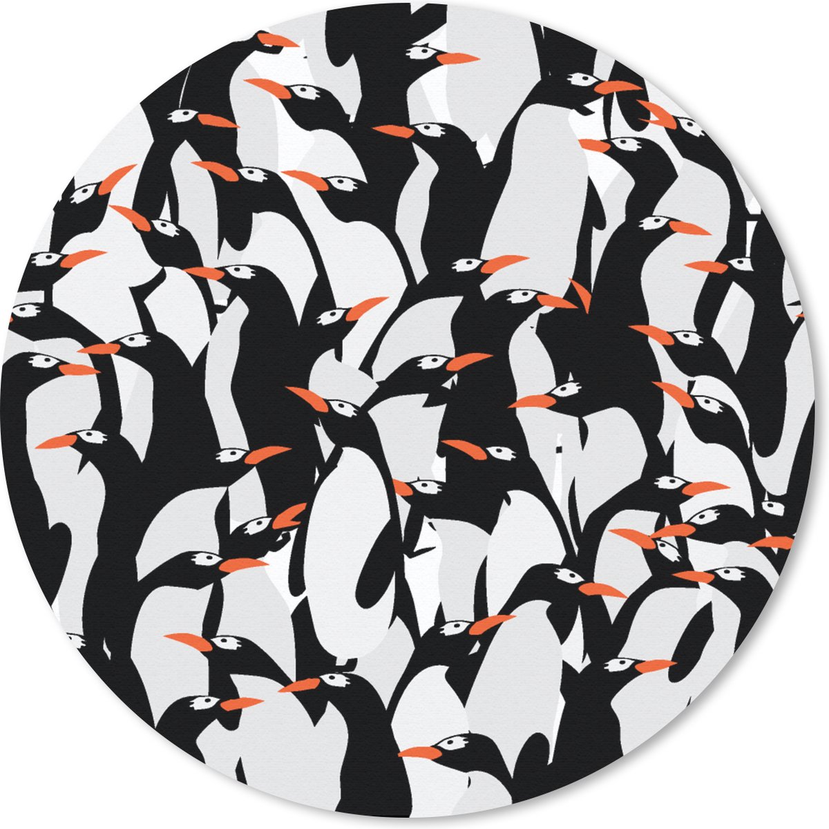 Muismat rond 40x40 cm - Mousepad Pinguïns - Dieren - Patronen - Zentangle - Ronde muismatten