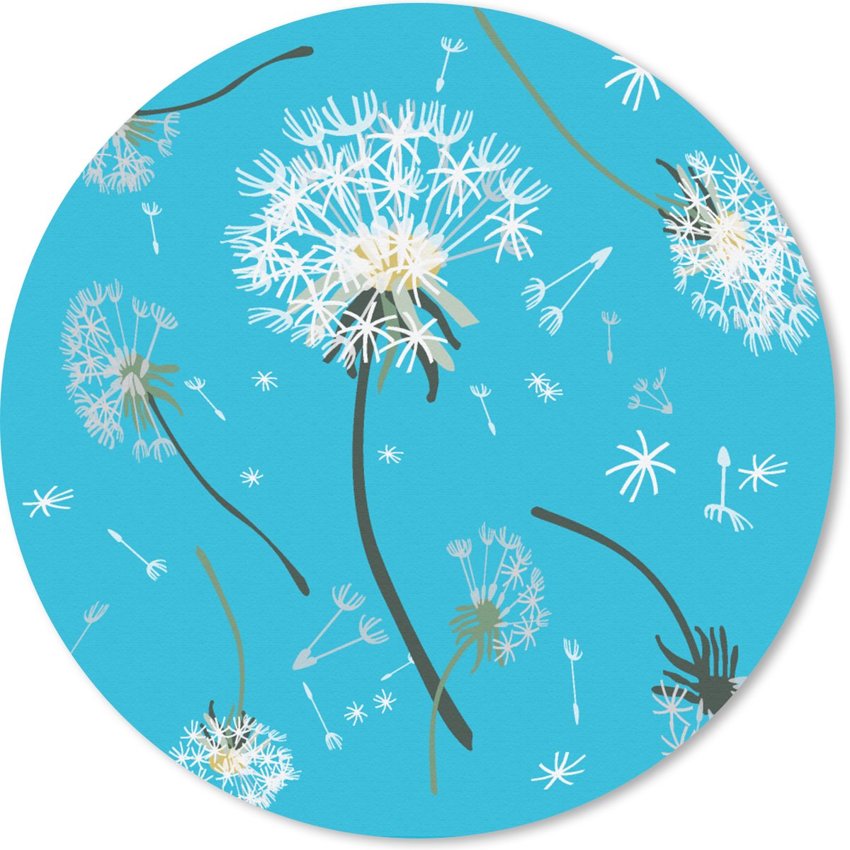 Muismat rond 30x30 cm - Mousepad Design - Plant - Paardenbloem - Ronde muismatten