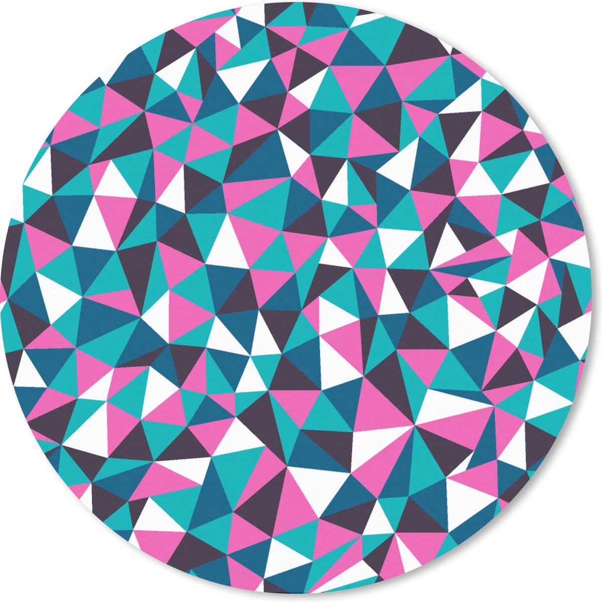 Muismat rond 40x40 cm - Mousepad Geometrie - Roze - Blauw - Wit - Patronen - Ronde muismatten