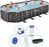 Bestway - Power Steel - Opzetzwembad inclusief filterpomp en accessoires - 732x366x122 cm - Rechthoekig