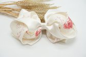 Flower satijn luxe haarstrik - Kleur Elegant wit - Haarstrik  - Babyshower - Bows and Flowers
