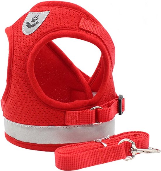 IGOODS - Harnais pour chat - avec bande réfléchissante - Ensemble de laisse - rongeurs - ROUGE TAILLE XL