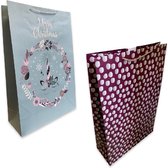 Set 4 XXL Cadeautassen - Kerst - Paars - 40x56x15 cm