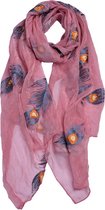 Sjaal Dames Print 70*180 cm Roze Synthetisch Veren Shawl Dames Moederdag cadeau