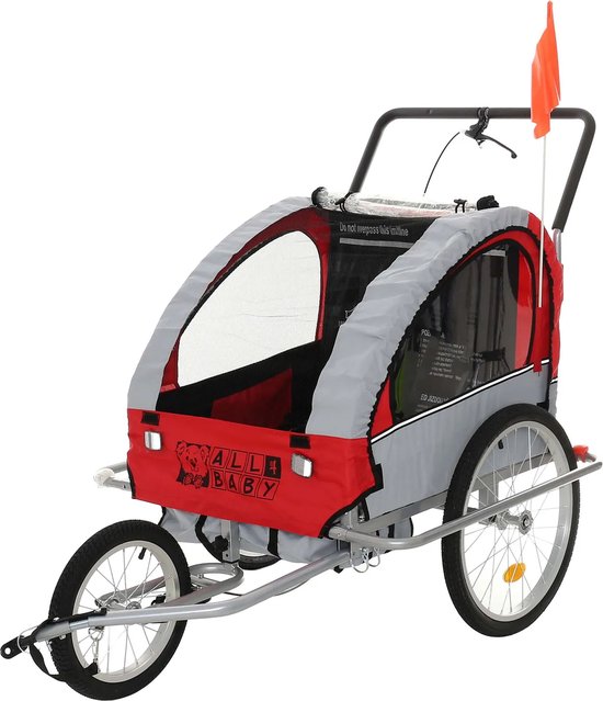 Fietskar kinderen - wandelwagen - 2-zits - grijs | bol.com