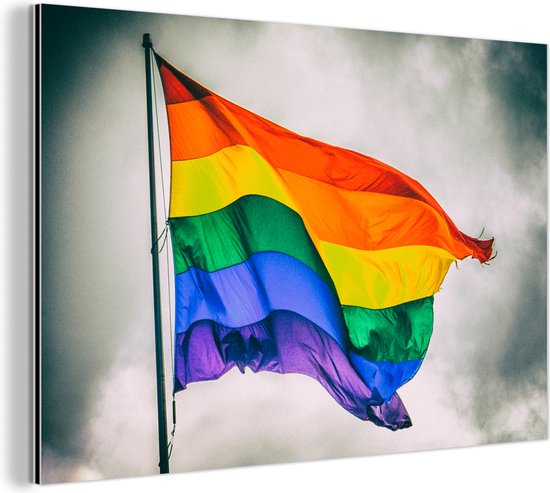 Photo d'un drapeau arc-en-ciel Aluminium 30x20 cm - petit - Tirage photo sur aluminium (décoration murale en métal)