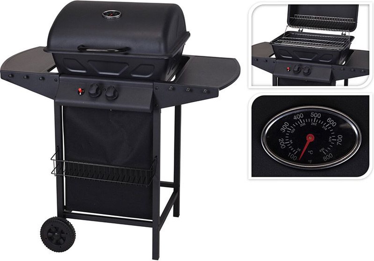 Oneiro’s Luxe Vaggan Gasbarbecue - 2 branders - 97 x 55 x H100 cm - zomer - grillen - tuin - koken – tafelen – gas