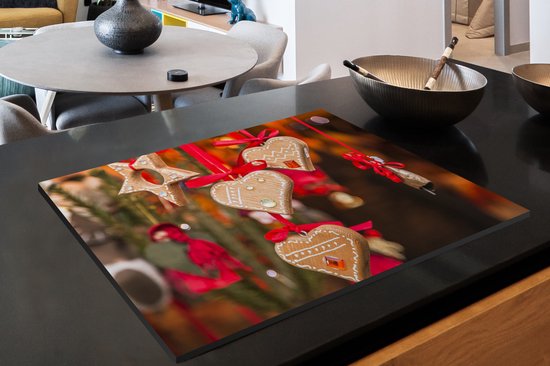 KitchenYeah® Inductie beschermer 81x52 cm - De hangende hartendecoratie op de markt van Trente tijdens kerst - Kookplaataccessoires - Afdekplaat voor kookplaat - Inductiebeschermer - Inductiemat - Inductieplaat mat