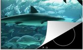 KitchenYeah® Inductie beschermer 76x51.5 cm - Grote haai in een aquarium - Kookplaataccessoires - Afdekplaat voor kookplaat - Inductiebeschermer - Inductiemat - Inductieplaat mat