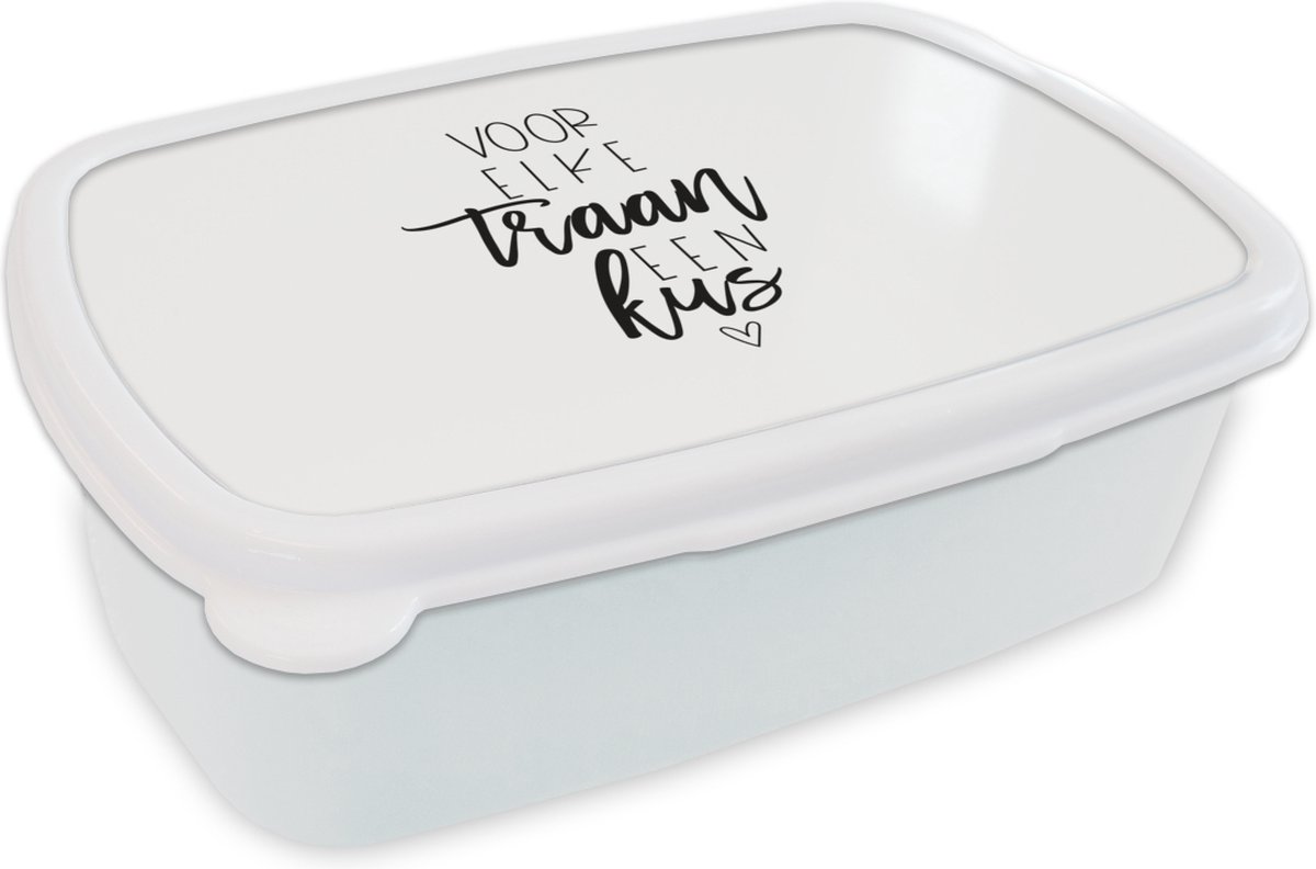 Broodtrommel Wit - Lunchbox - Brooddoos - Beterschap - Spreuken - Kus - 18x12x6 cm - Volwassenen