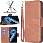 Oppo Find X5 Lite Hoesje - MobyDefend Wallet Book Case Met Koord - Bruin - GSM Hoesje - Telefoonhoesje Geschikt Voor Oppo Find X5 Lite