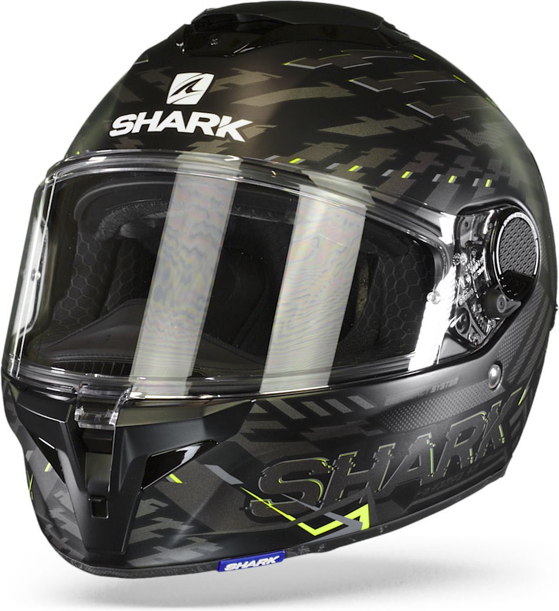 Shark Spartan GT Bcl. Micr. E-Brake Mat Mat Zwart Geel Antraciet KYA Integraalhelm XL