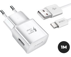 WISEQ Oplader voor Samsung - Inclusief USB-C oplaadkabel - Voor Samsung HTC Huawei - Wit