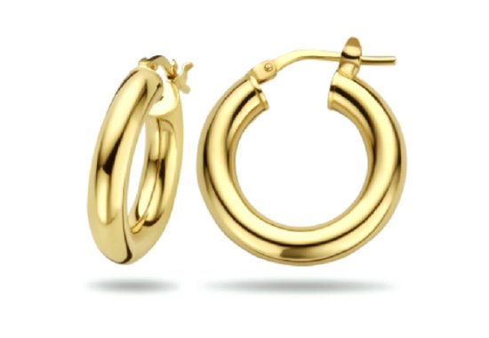 Belles Boucles d'oreilles d'Oreilles en Argent Plaqué Or 14K Rondes 4 mm. MODÈLE 3