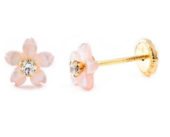 La Rosa Princesa Boucles d'oreilles d'Oreilles Bloem Fille Or 18kt Nacre | Fermeture à vis