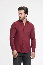 Heren Overhemd Rood Maat 40 - Baurotti Lange Mouw Slim Fit