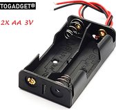 Batterijhouder 2xAA - 3 Volt Output - Batterijclip - batterij case - AA Battery holder, battery case, battery adapter